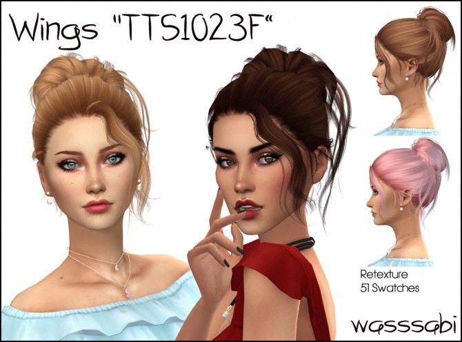Sims 4 Wingssims TTS1023 F hair retexture at Wasssabi Sims