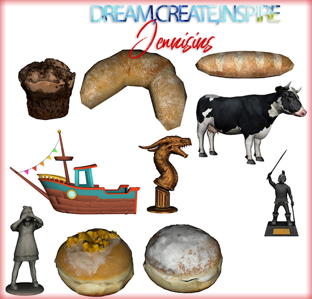 Sims 4 Dream, create, inspire decorative set (10 Items) at Jenni Sims