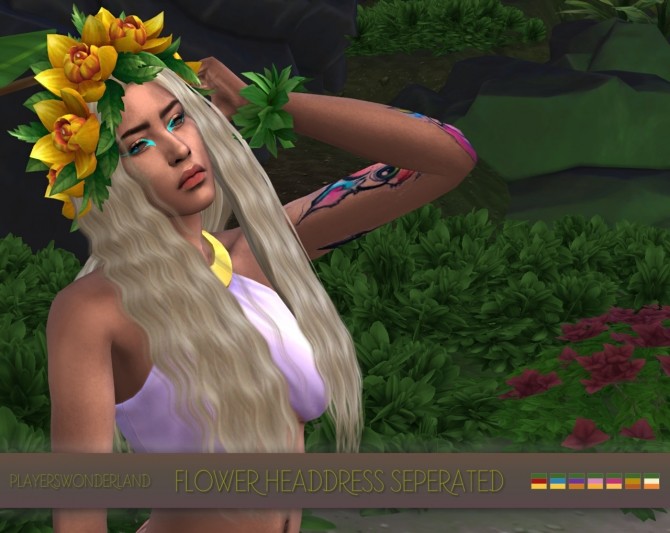 Sims 4 Flower Headdress Seperated at PW’s Creations