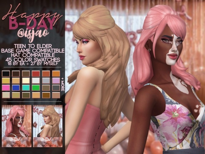 Sims 4 Happy B Day isjao   hair at Candy Sims 4