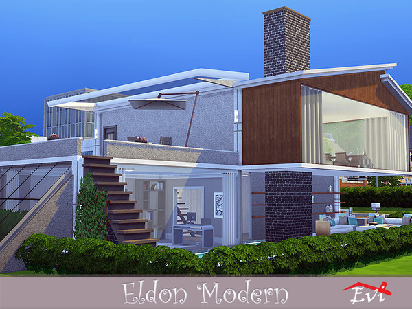 Sims 4 Eldon Modern house by evi at TSR