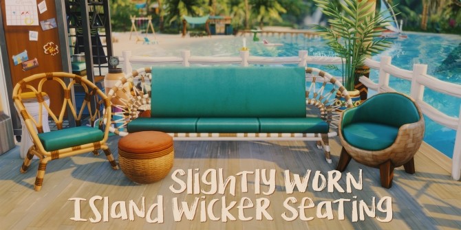 Sims 4 SLIGHTLY WORN ISLAND WICKER SEATING at Picture Amoebae