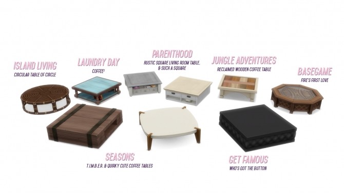 Sims 4 Shrunken Square Coffee Tables Resized for more Usability at Simsational Designs