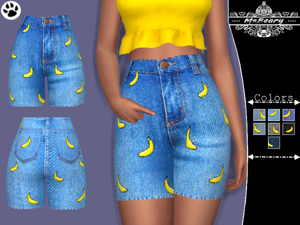 Sims 4 Denim Banana Shorts by MsBeary at TSR