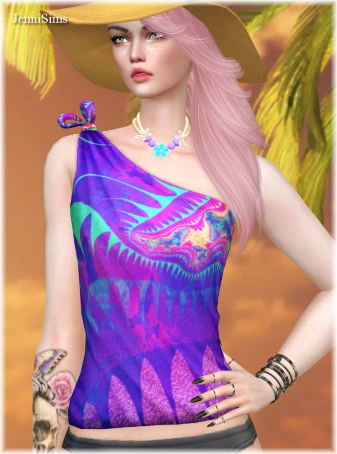 Sims 4 Top & Necklace at Jenni Sims
