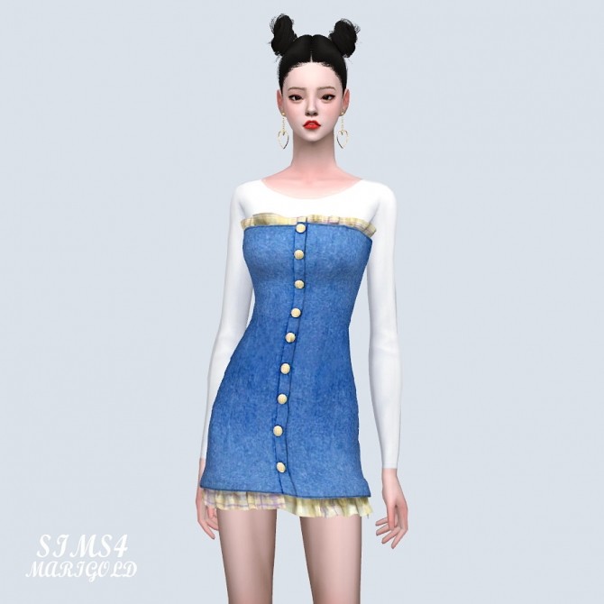Sims 4 MG Denim Frill Mini Dress (P) at Marigold