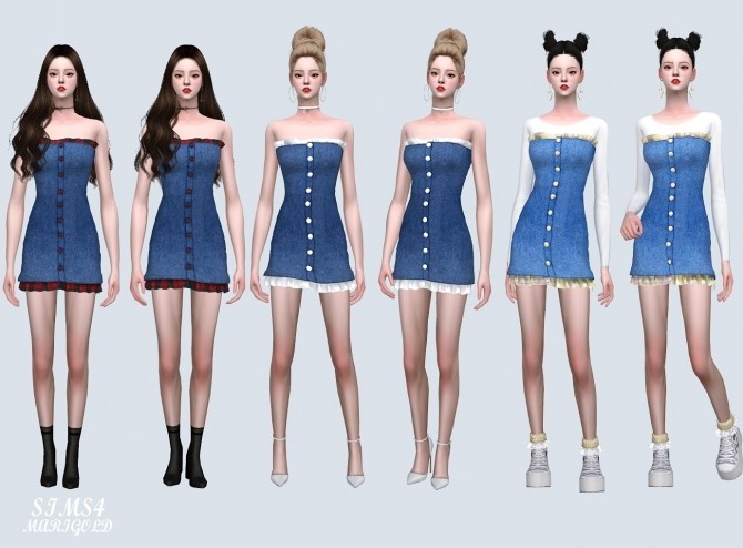 Sims 4 MG Denim Frill Mini Dress (P) at Marigold