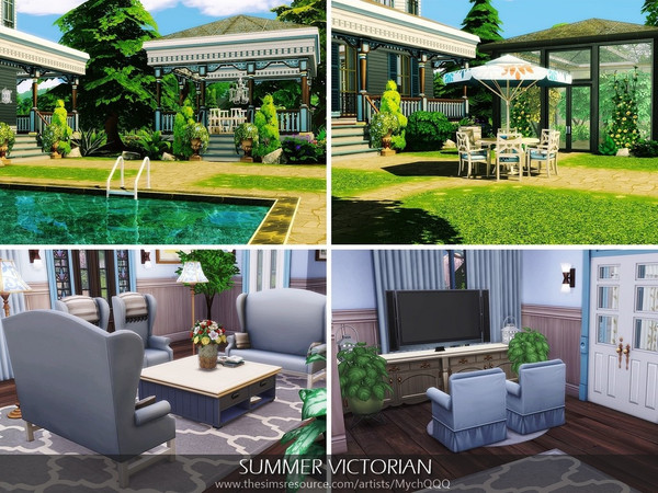 Sims 4 Summer Victorian house by MychQQQ at TSR