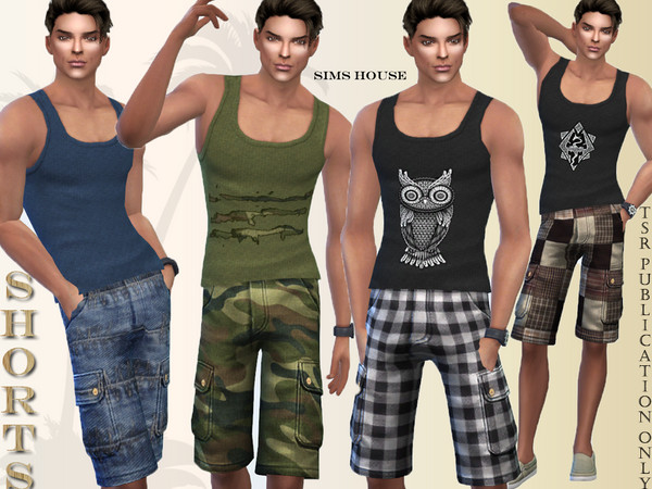 Sims 4 Safari shorts for men by Sims House at TSR
