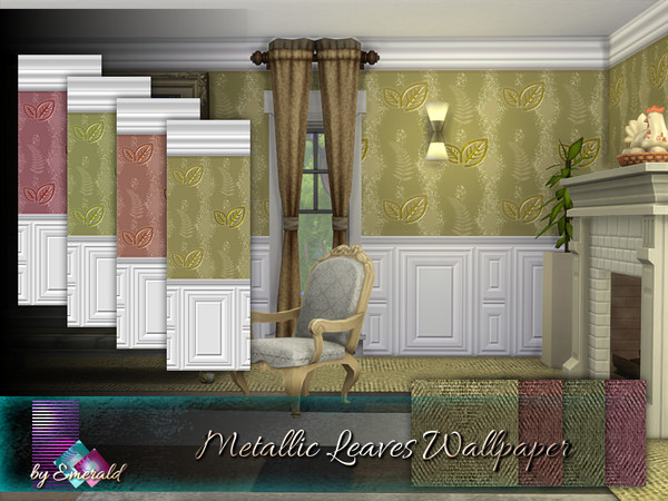 Sims 4 Metallic Leaves Wallpaper by emerald at TSR