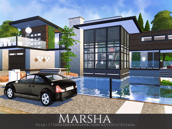 Sims 4 Marsha contemporary house by Rirann at TSR