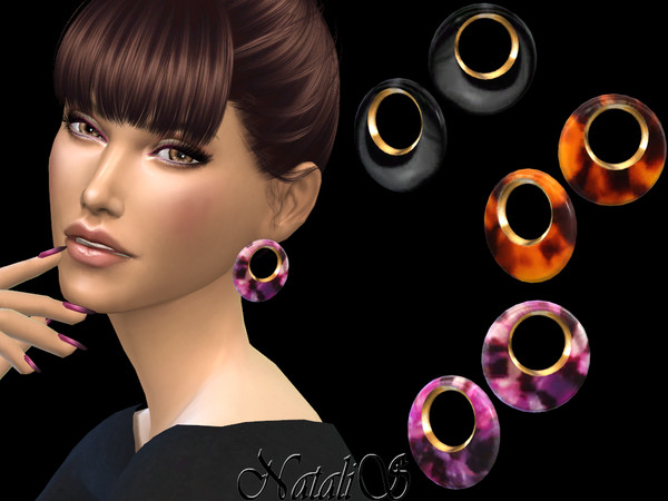 Sims 4 Circle stud resin earrings by NataliS at TSR