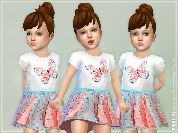 Sims 4 Butterfly Toddler Dress by lillka at TSR