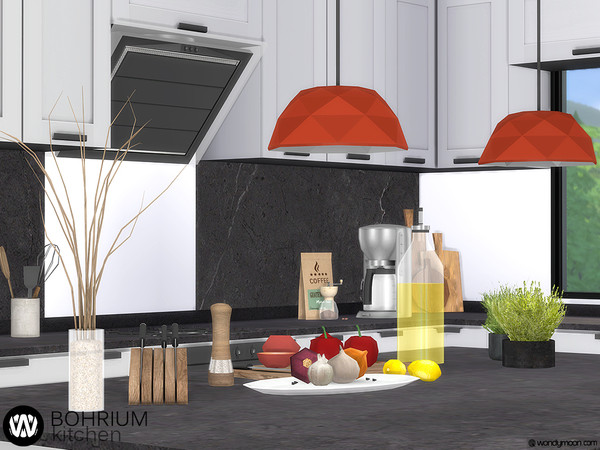 Sims 4 Bohrium Kitchen II appliances and decorations by wondymoon at TSR
