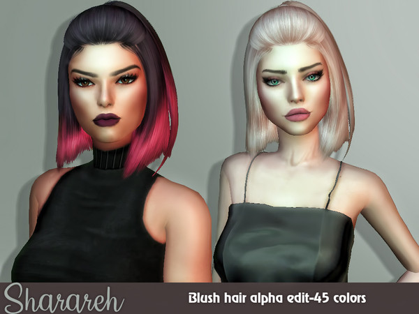 Sims 4 Blush hair alpha edit by Sharareh at TSR