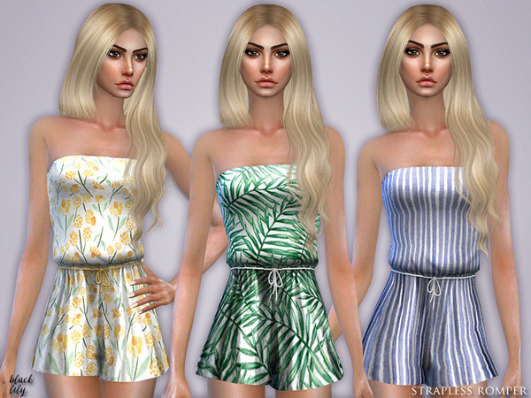 Sims 4 Strapless Romper by Black Lily at TSR