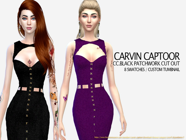 Sims 4 Black Patchwork Cut Out by carvin captoor at TSR