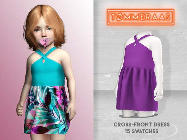 Sims 4 Cross Front Strap Dress by TØMMERAAS at TSR
