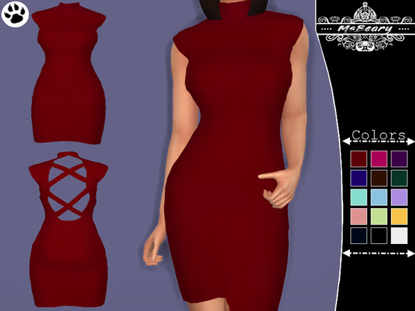 Sims 4 Criss cross backless Dress by MsBeary at TSR