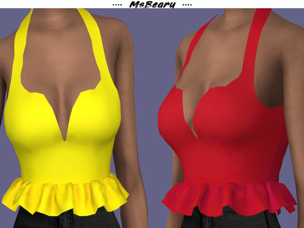 Sims 4 Strapped Ruffle Top by MsBeary at TSR
