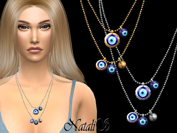 Sims 4 Evil eyes beads necklace by NataliS at TSR