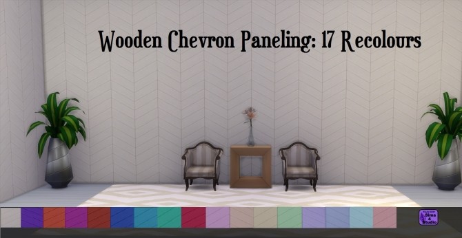 Sims 4 Wooden Chevron Paneling 17 Colours by wendy35pearly at Mod The Sims