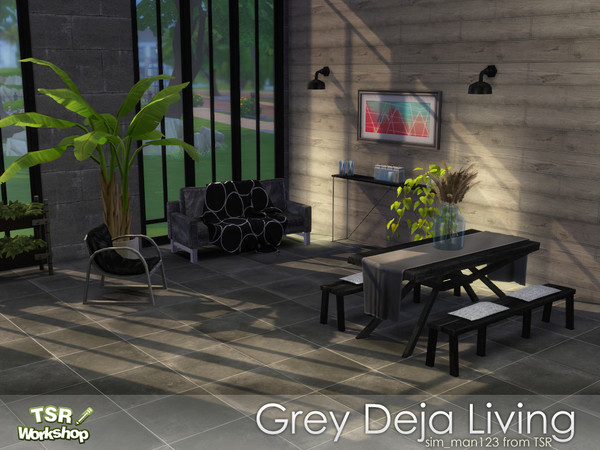 Sims 4 Deja Grey Living Room by sim man123 at TSR