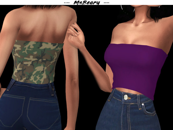 Sims 4 Strapless Tanktop by MsBeary at TSR