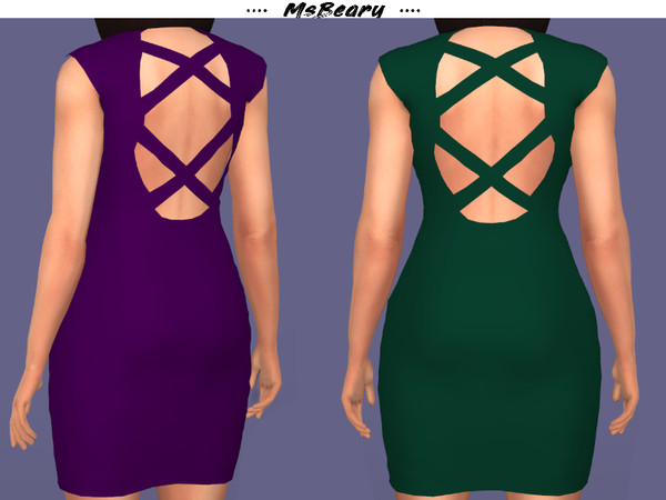 Sims 4 Criss cross backless Dress by MsBeary at TSR