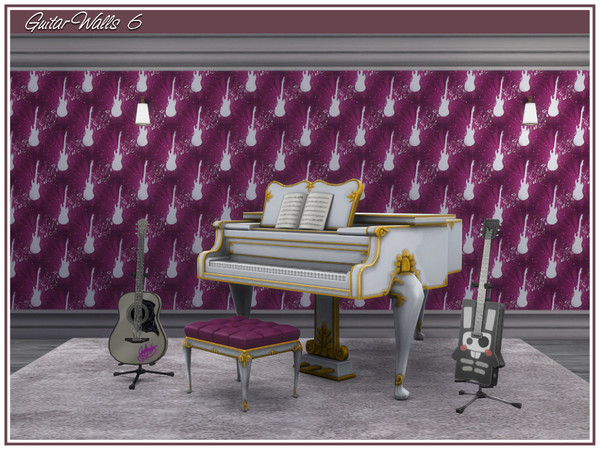 Sims 4 Guitar Walls by marcorse at TSR