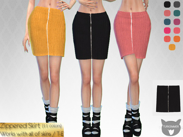 Sims 4 Zippered Skirt by turksimmer at TSR