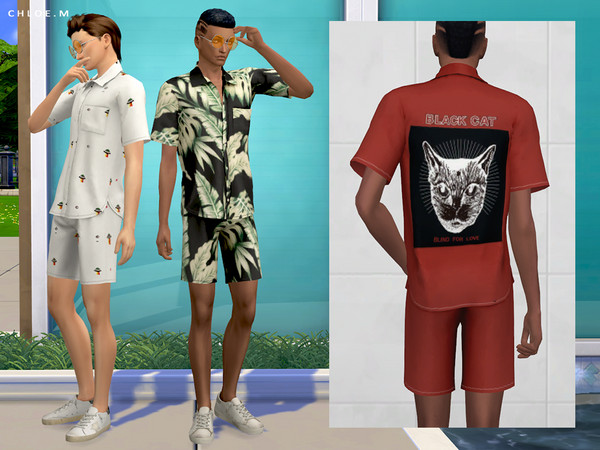 Sims 4 Blouse Set Male by ChloeMMM at TSR