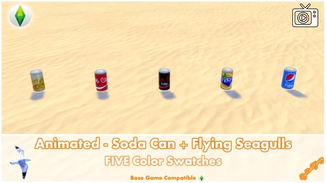 Sims 4 Animated Soda Can + Flying Seagulls by Bakie at Mod The Sims