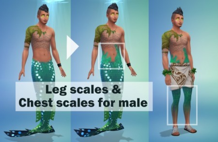 Leg scales for mermaids + chest scales for male by Karine78 at Mod The Sims