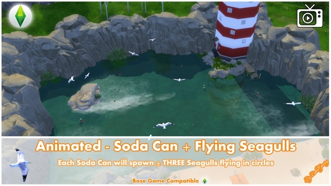 Sims 4 Animated Soda Can + Flying Seagulls by Bakie at Mod The Sims