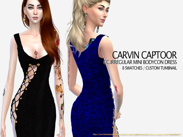 Sims 4 Irregular Mini Bodycon Dress by carvin captoor at TSR