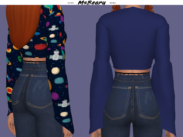 Sims 4 Long Puffy Sleeve Shirt by MsBeary at TSR