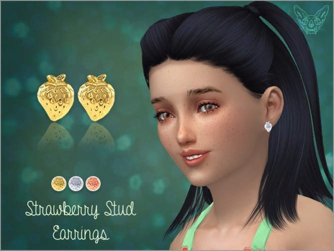 Sims 4 Strawberry Stud Earrings For Kids at Giulietta