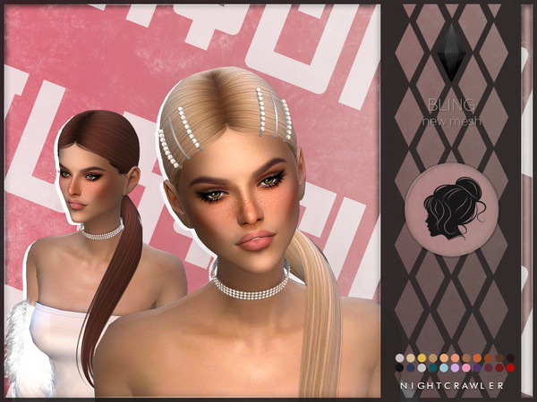 Sims 4 Bling hair set by Nightcrawler Sims at TSR