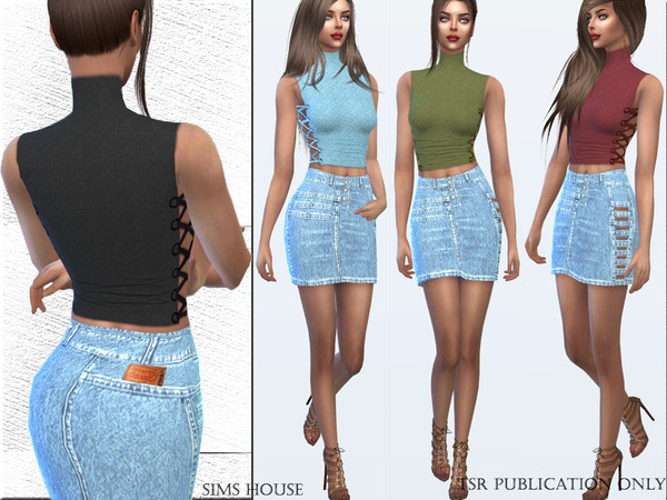 Sims 4 Top with lacing on the sides by Sims House at TSR