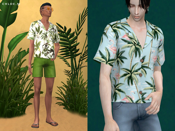 Sims 4 Resort Style Blouse Male by ChloeMMM at TSR