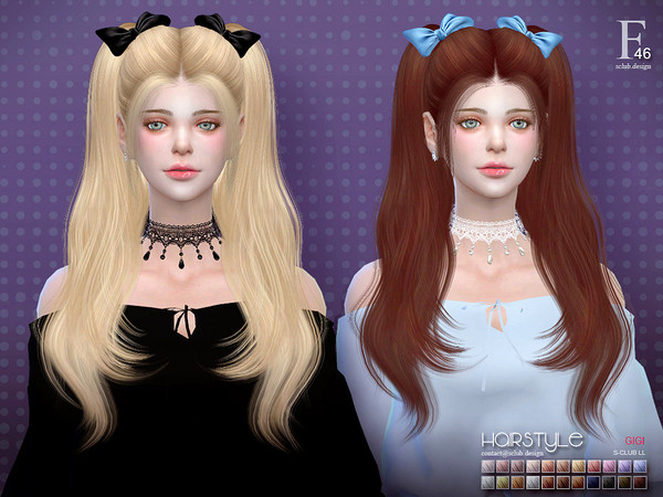 GiGi n46 double ponytail hair by S-Club LL at TSR » Sims 4 Updates