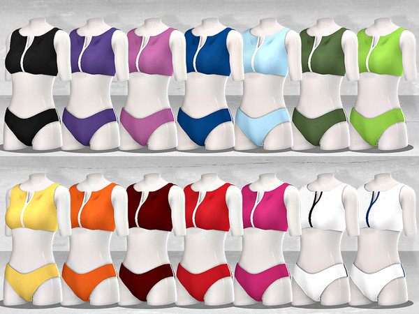 Sims 4 Sporty Two Piece Swimsuit by TØMMERAAS at TSR