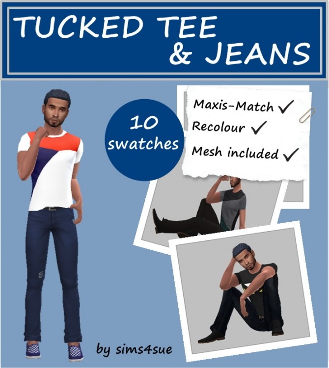 Sims 4 TUCKED TEE & JEANS at Sims4Sue