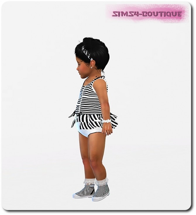 Sims 4 Ruffle Dress, Socks, Shoes and Headband at Sims4 Boutique