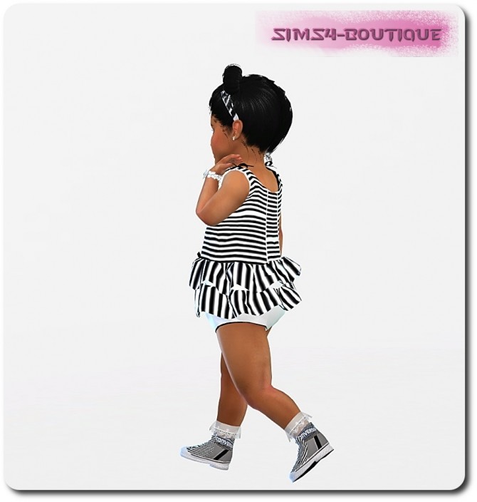 Sims 4 Ruffle Dress, Socks, Shoes and Headband at Sims4 Boutique