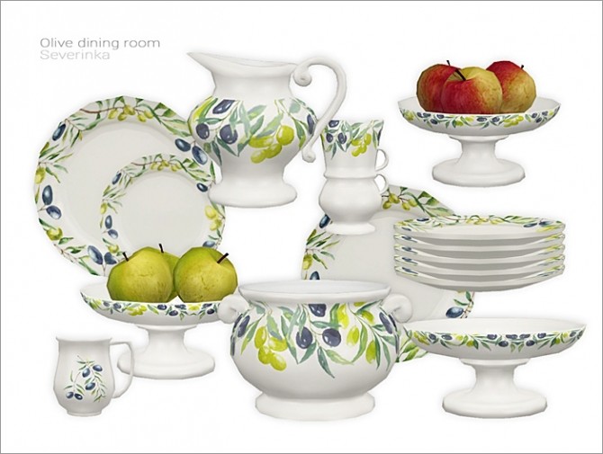 Sims 4 Olive dining decor by Severinka at TSR