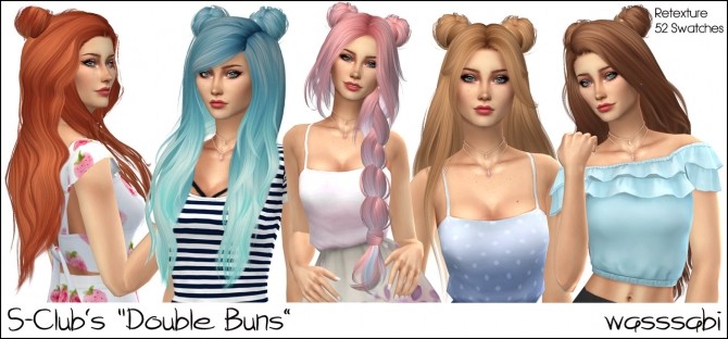 Sims 4 S Clubs double buns retexture at Wasssabi Sims