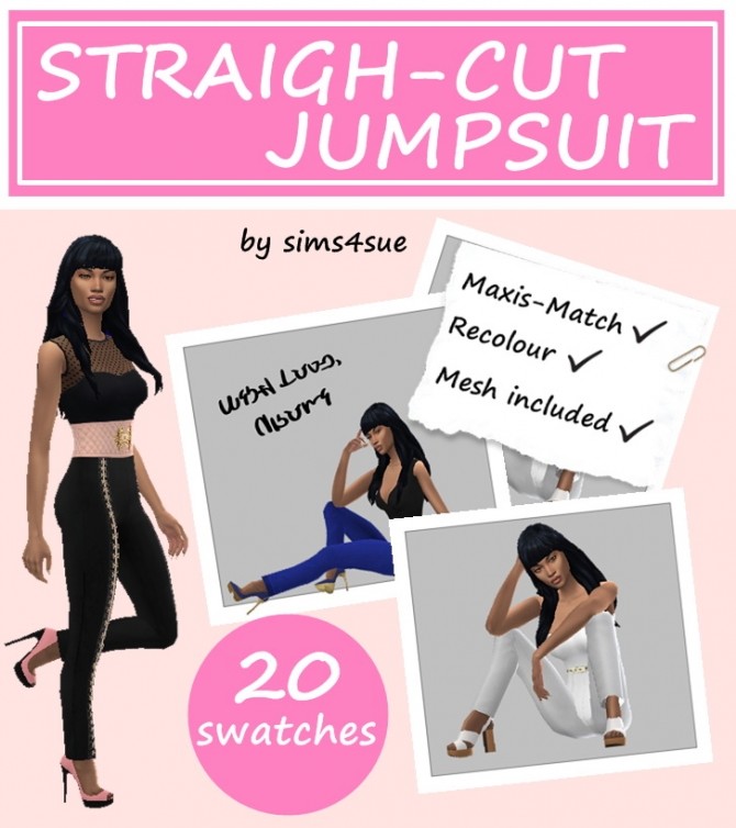 Sims 4 AAS’s STRAIGHT CUT JUMPSUIT at Sims4Sue