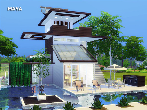 Sims 4 Maya modern house by marychabb at TSR